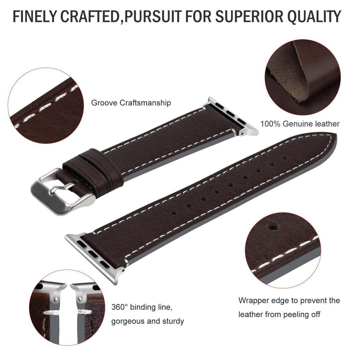 Apple Watch Band Coffee Leather Wax – Fullmosa