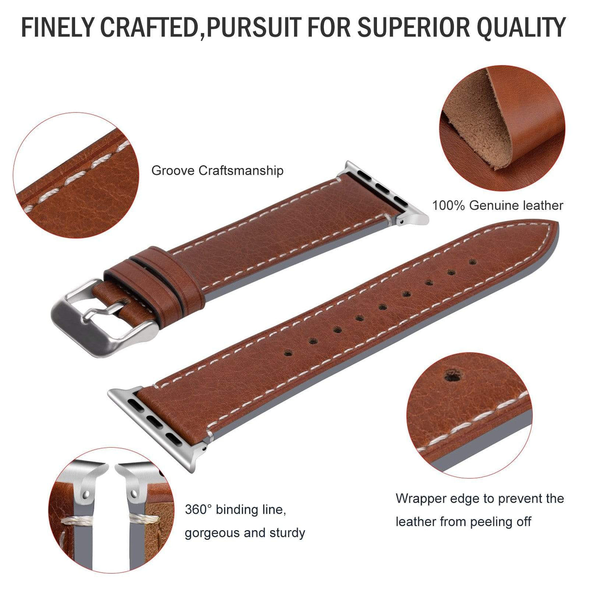 Apple Watch Band Dark Brown Leather Wax – Fullmosa