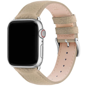 Apple Watch Band | khaki | Litchi-Bosin Fullmosa 38mm/40mm / Silver