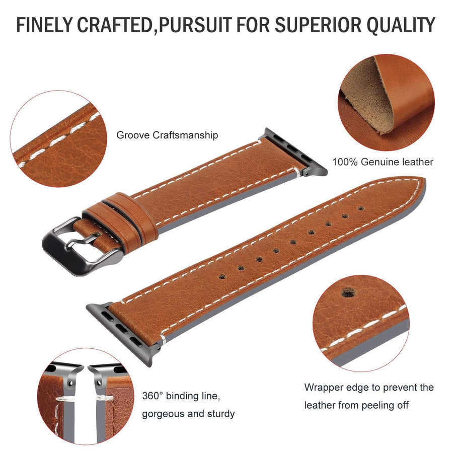 Apple Watch Band | Light Brown Leather | Wax Fullmosa