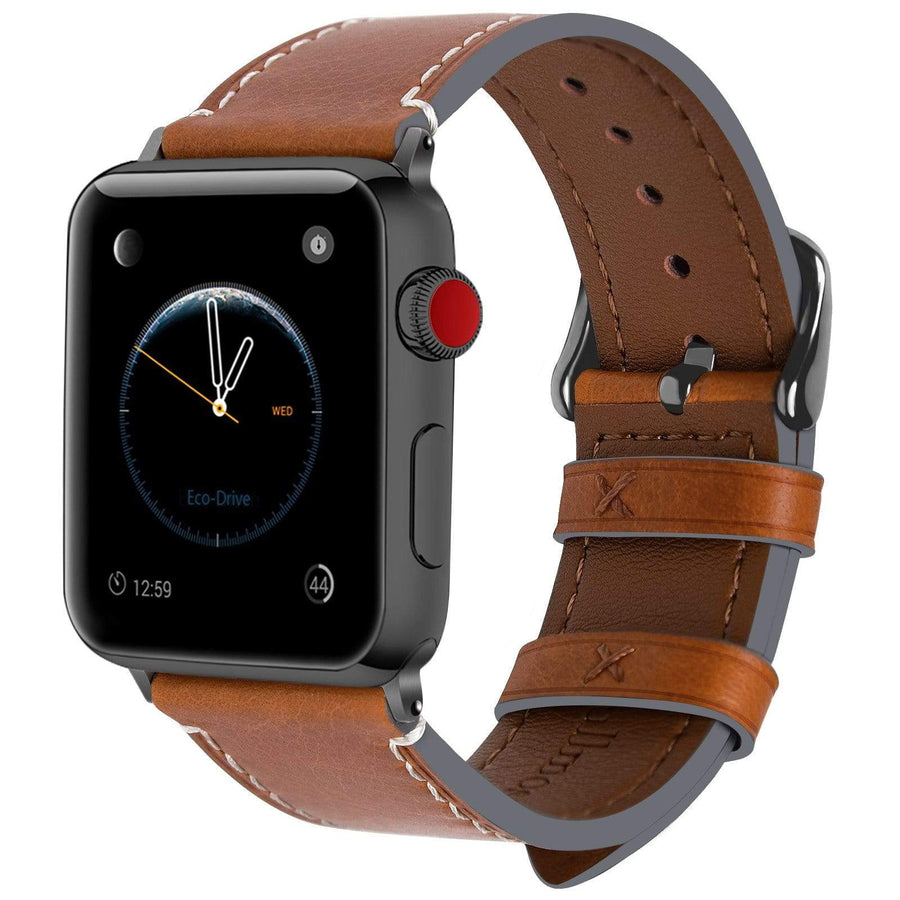 Apple Watch Band | Light Brown Leather | Wax Fullmosa 38mm/40mm / Smoky grey