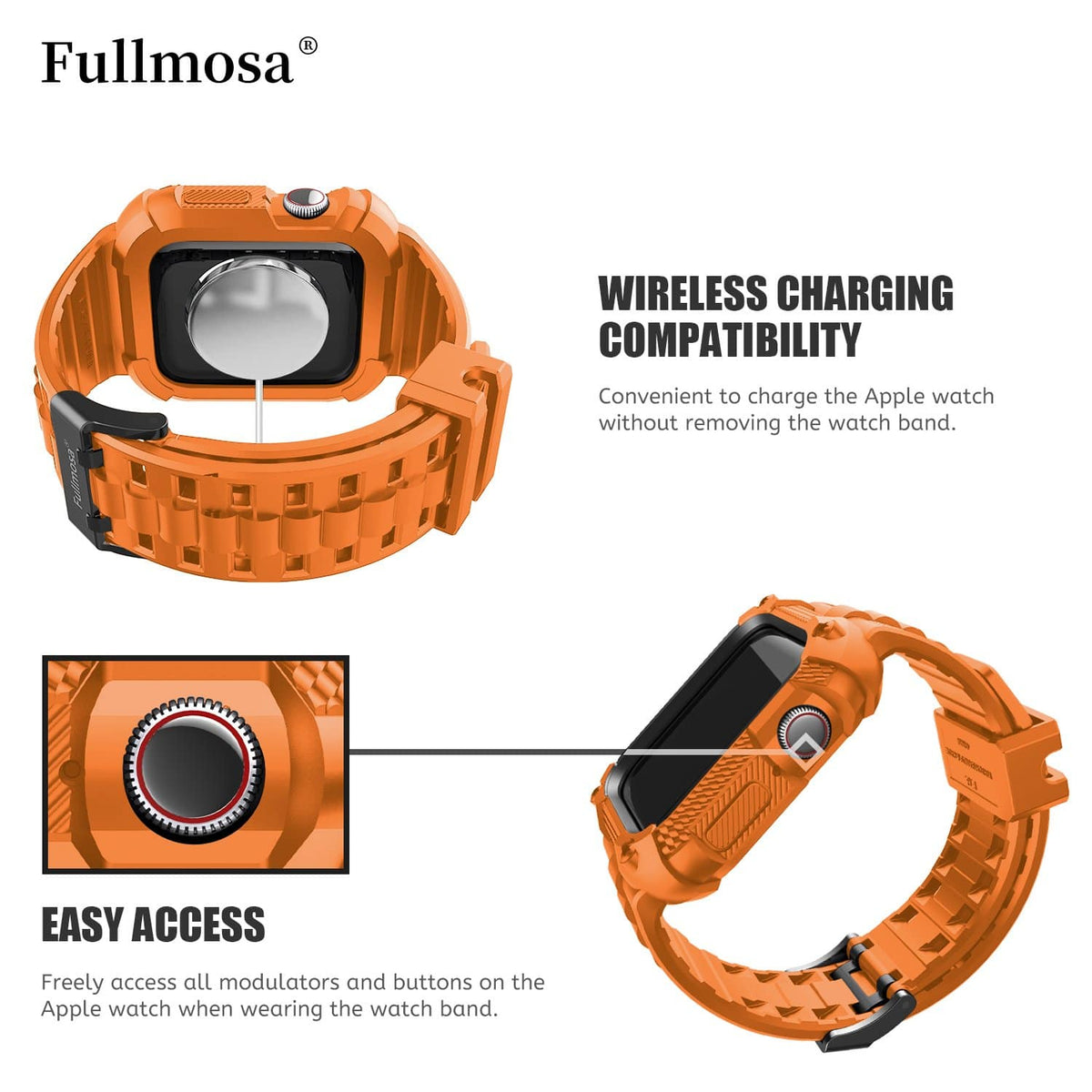 Apple Watch Band Orange Silicone Warrior Fullmosa