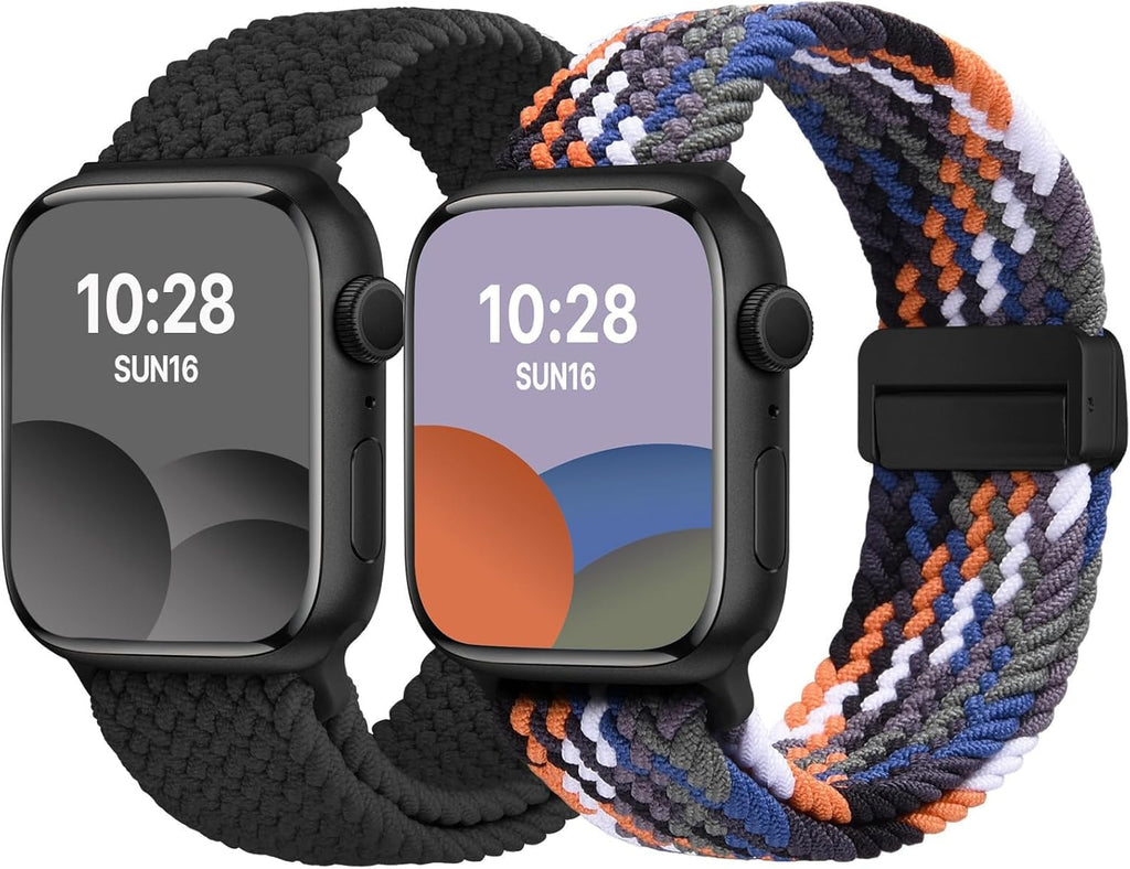 Apple Watch Band | 2 Pack Magnetic Braided Bands | Black/Camouflage Colorful Fullmosa watch band