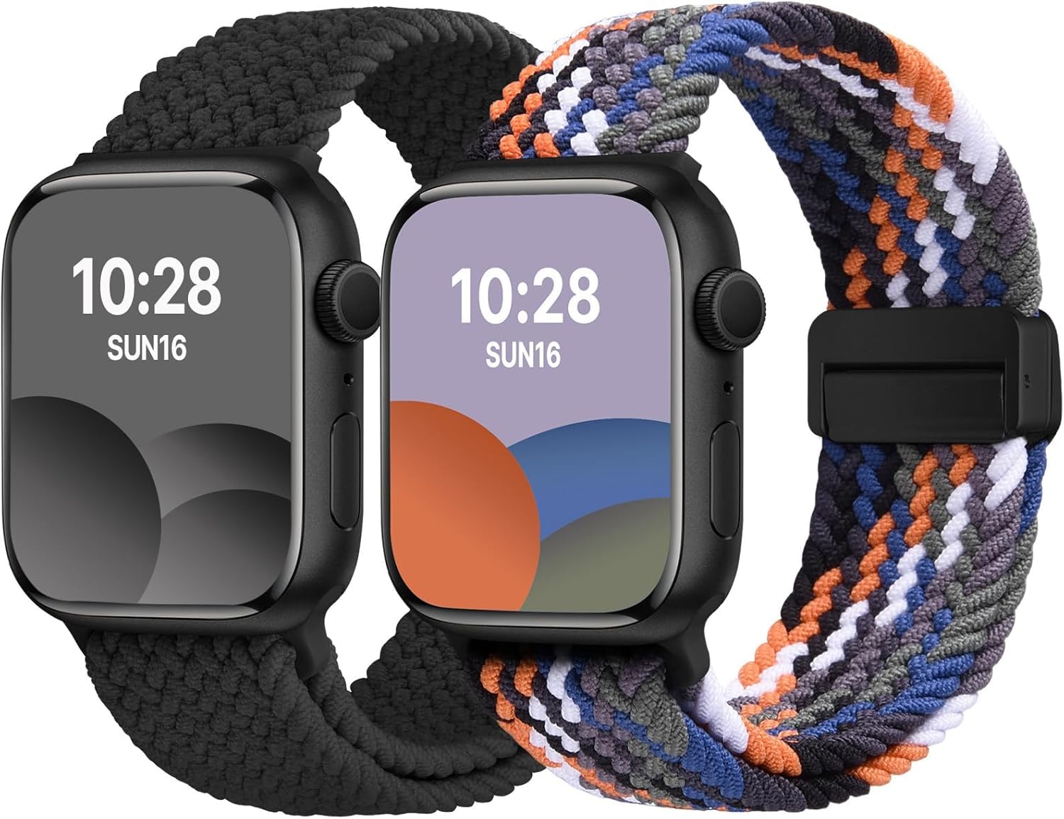 Apple Watch Band | 2 Pack Magnetic Braided Bands | Black/Camouflage Colorful Fullmosa watch band