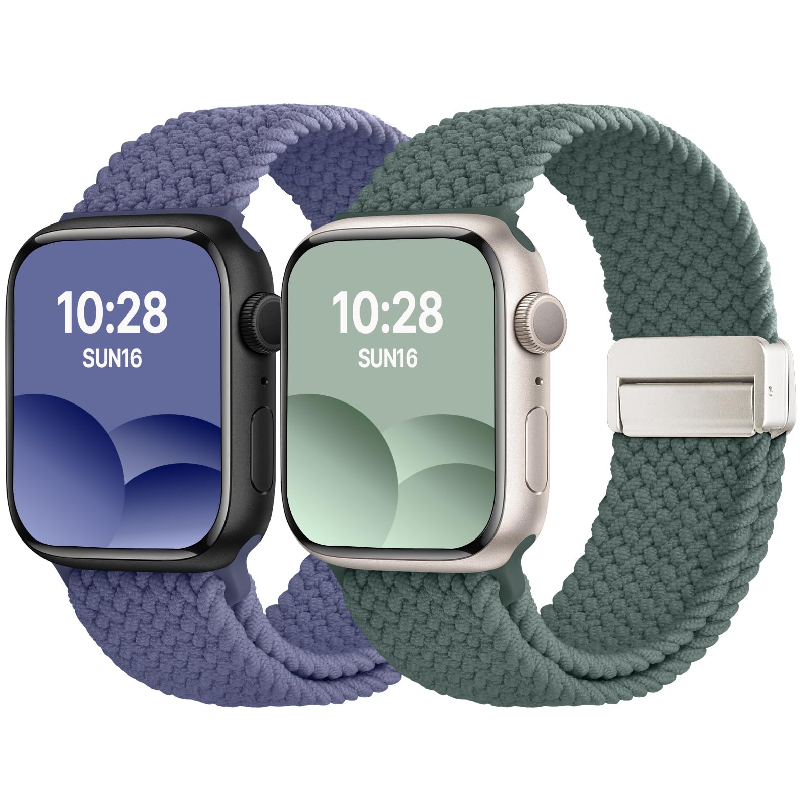 Apple Watch Band | 2 Pack Magnetic Braided Bands | Green/Blue Grey Fullmosa watch band