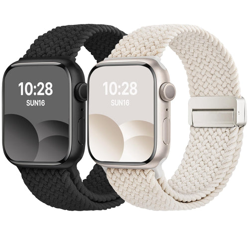 Apple Watch Band | 2 Pack Magnetic Braided Bands | Starlight/Black Fullmosa watch band