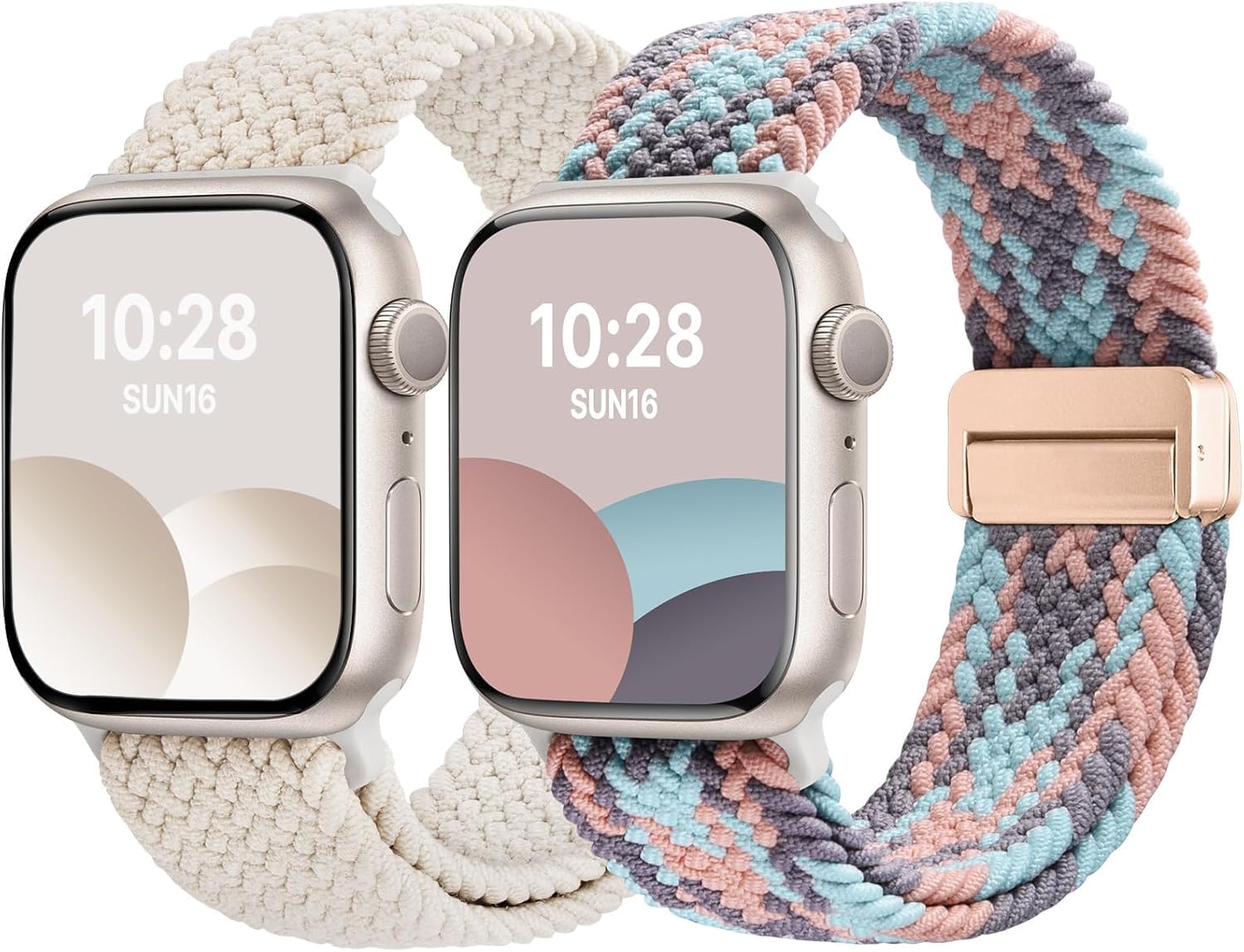 Apple Watch Band | 2 Pack Magnetic Braided Bands | Starlight/Gray Pink Blue Fullmosa watch band