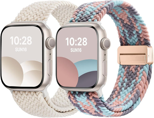 Apple Watch Band | 2 Pack Magnetic Braided Bands | Starlight/Gray Pink Blue Fullmosa watch band