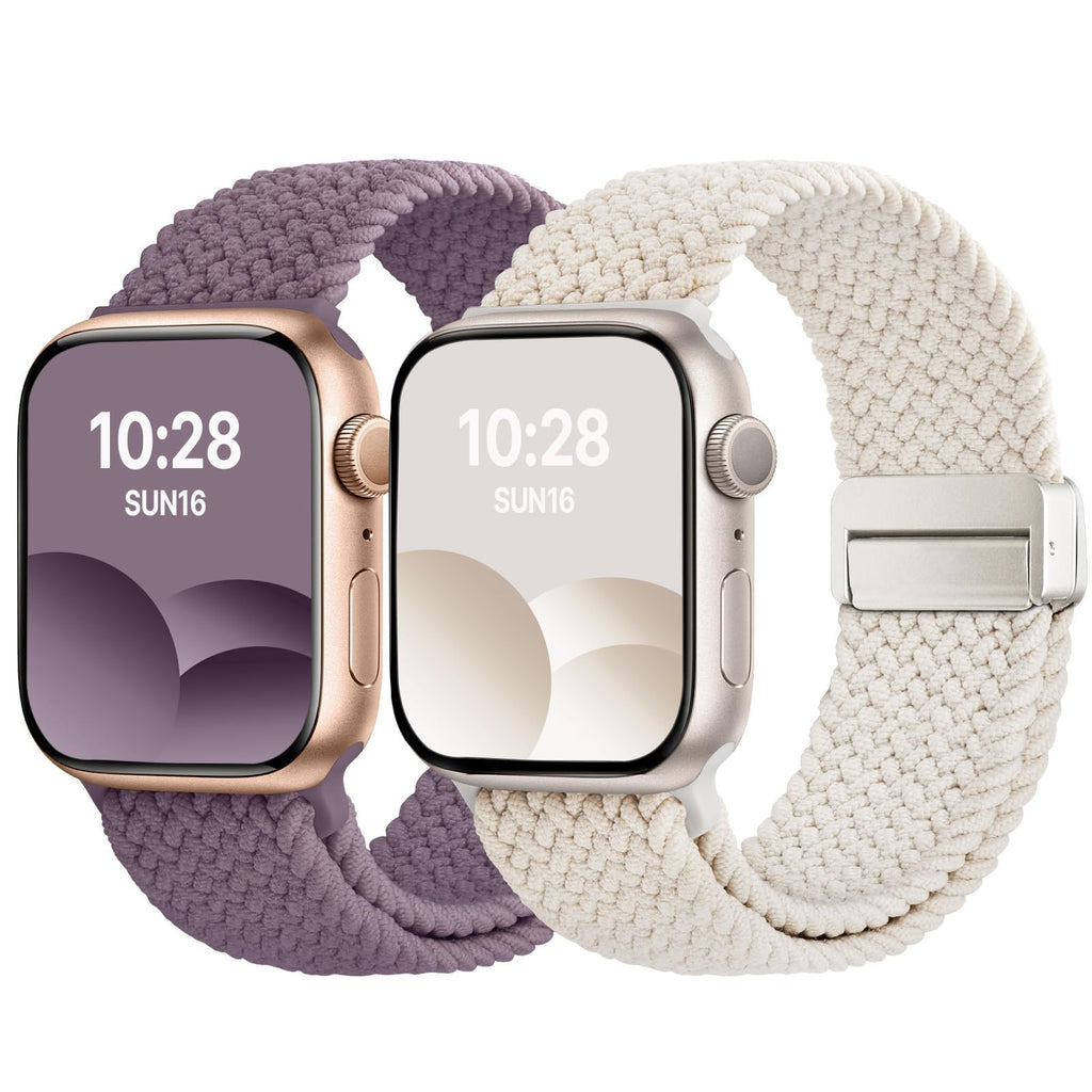Apple Watch Band | 2 Pack Magnetic Braided Bands | Starlight/Smoke Purple Fullmosa watch band