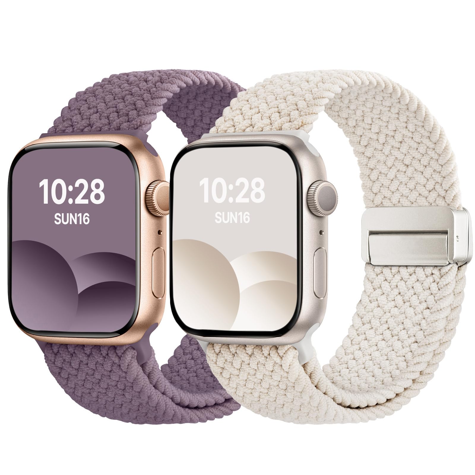 Apple Watch Band | 2 Pack Magnetic Braided Bands | Starlight/Smoke Purple Fullmosa watch band