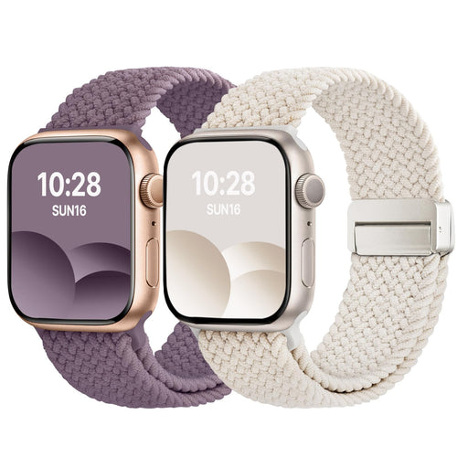 Apple Watch Band | 2 Pack Magnetic Braided Bands | Starlight/Smoke Purple Fullmosa watch band