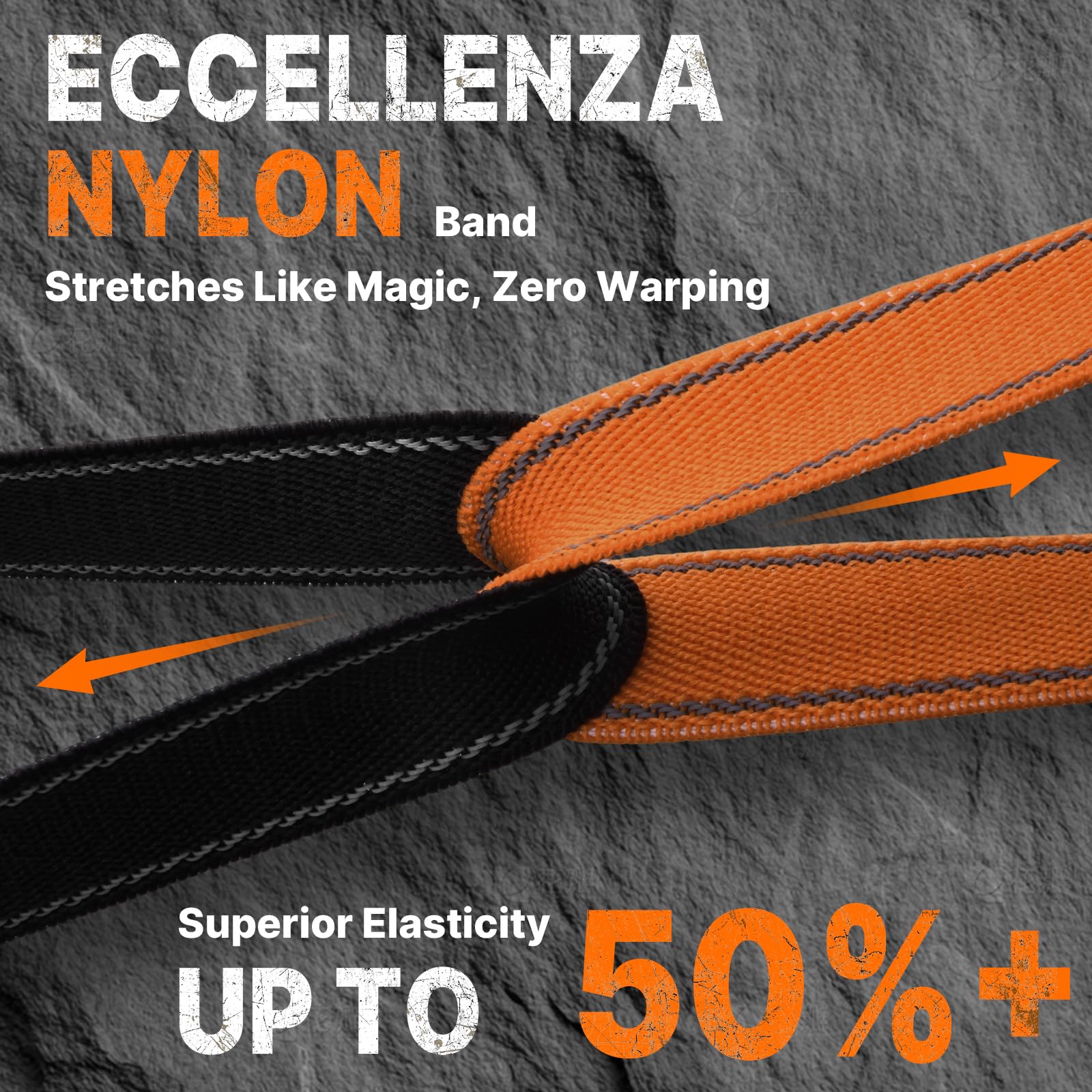 Apple Watch Band | 2 Pack Stretch Nylon Bands | Black/Orange Fullmosa watch band 49/46/45/44/42mm(S3/2/1) / Black/Orange