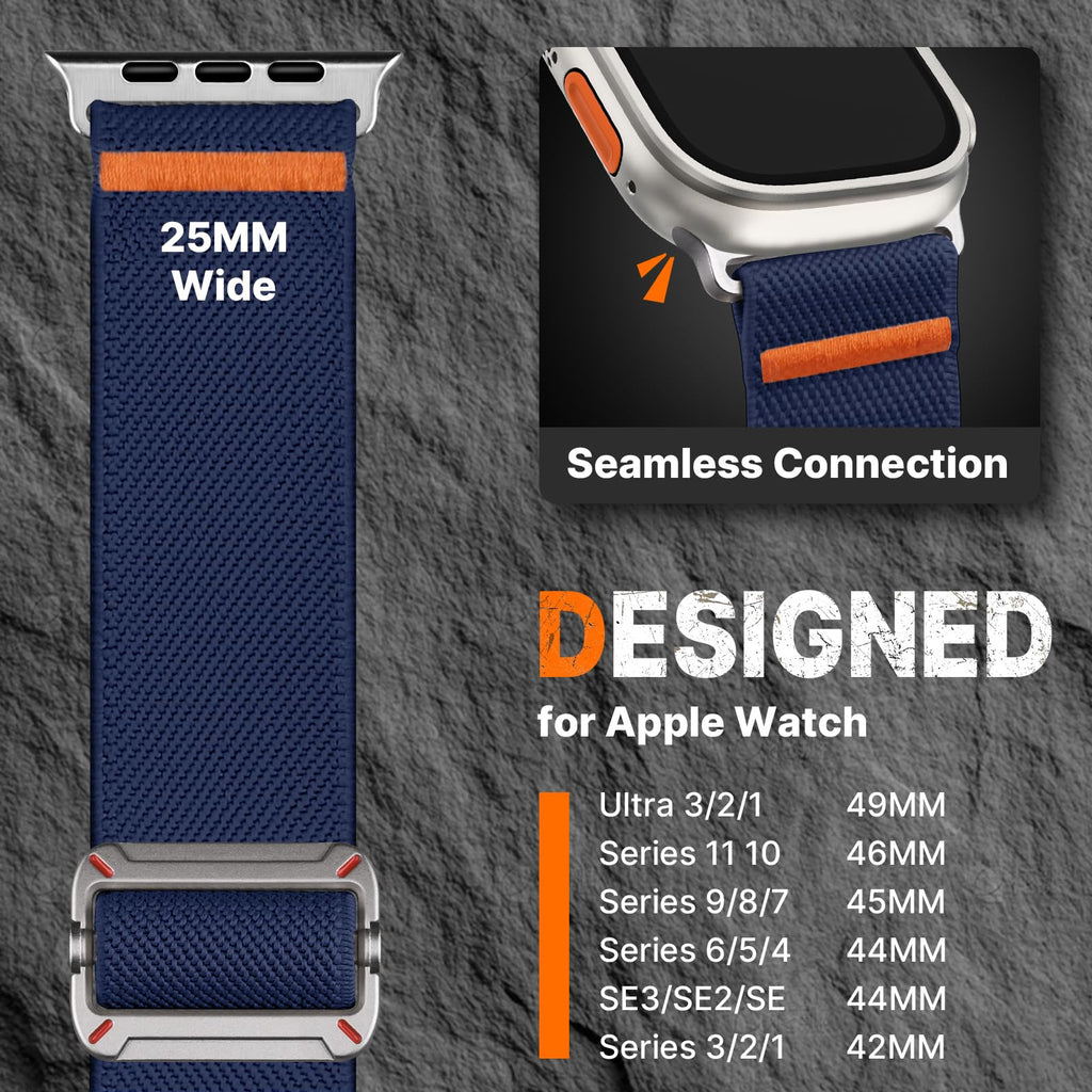 Apple Watch Band | 2 Pack Stretch Nylon Bands | Starlight/Midnight Blue Fullmosa watch band 49/46/45/44/42mm(S3/2/1) / Starlight/Midnight Blue