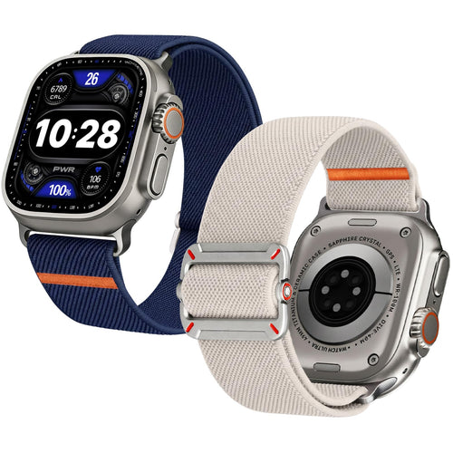 Apple Watch Band | 2 Pack Stretch Nylon Bands | Starlight/Midnight Blue Fullmosa watch band 49/46/45/44/42mm(S3/2/1) / Starlight/Midnight Blue