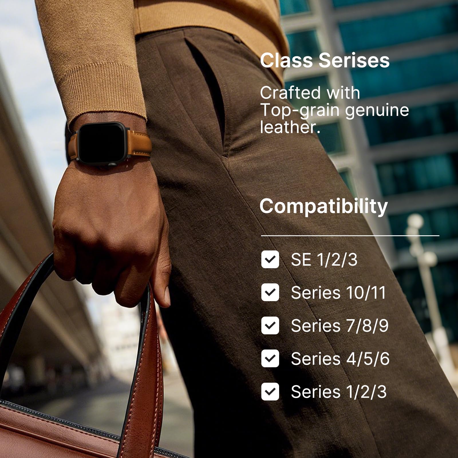 Apple Watch Band | 2 Pack Top Grain Genuine Leather Straps | Black+Black/Brown+Black Fullmosa watch band