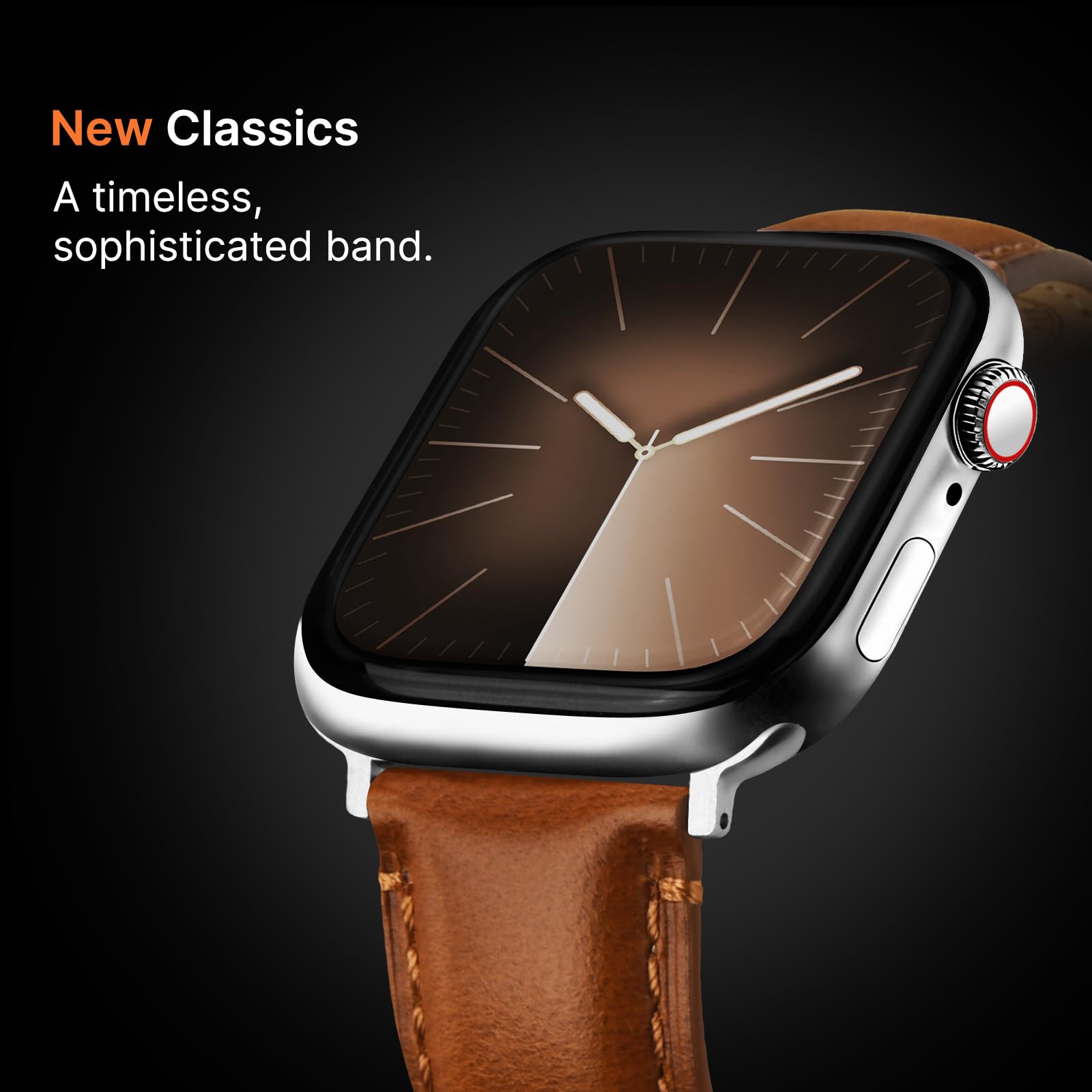 Apple Watch Band | 2 Pack Top Grain Genuine Leather Straps | Brown+Silver/Black+Black Fullmosa watch band