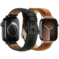 Apple Watch Band | 2 Pack Top Grain Genuine Leather Straps | Brown+Silver/Black+Black Fullmosa watch band