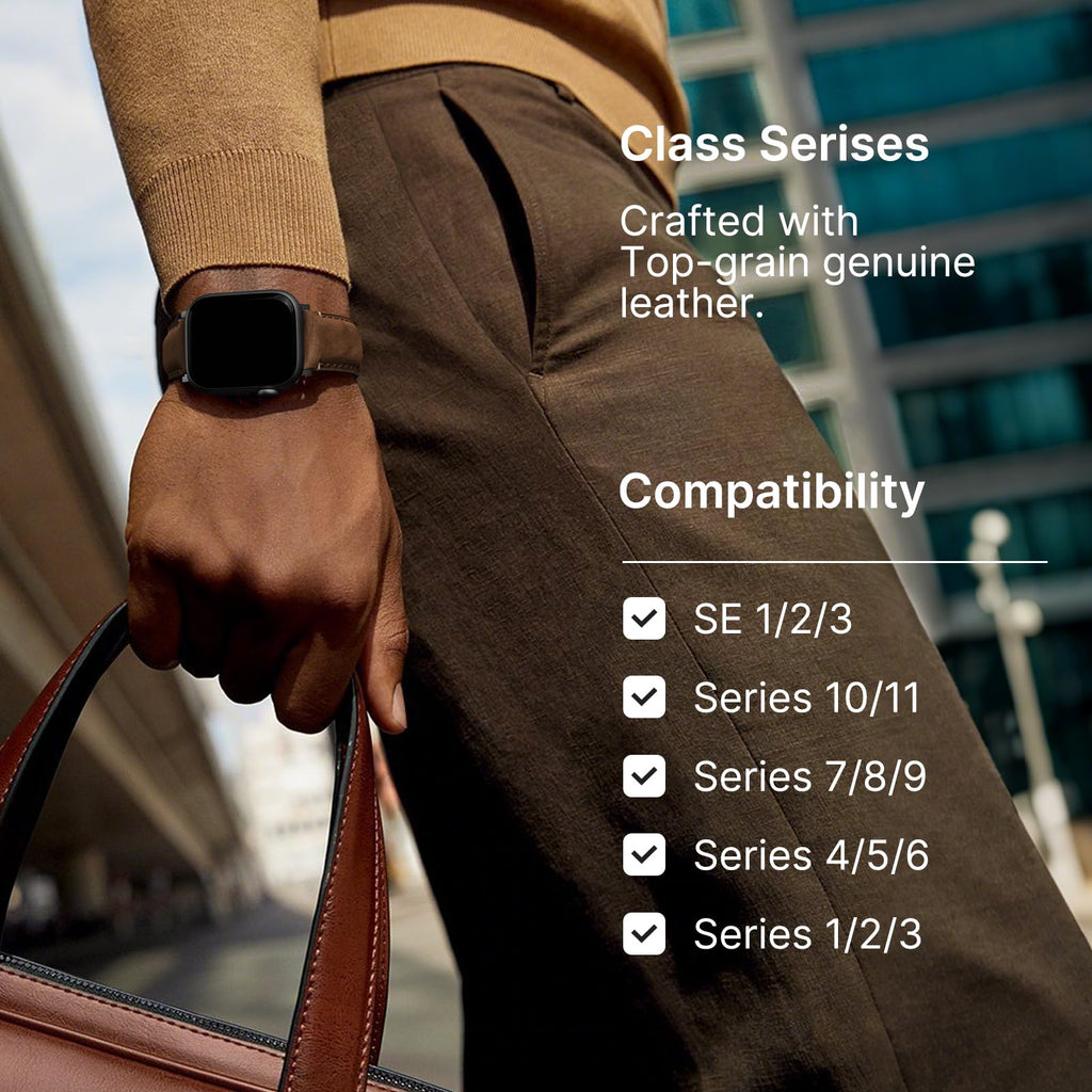Apple Watch Band | 2 Pack Top Grain Genuine Leather Straps | Coffee+Black/Black+Black Fullmosa watch band
