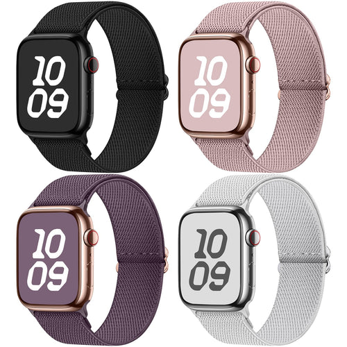 Apple Watch Band | 4 Pack Water-Resistant Nylon Bands | Black/Dark Pink/Smoke Purple/StarLight Fullmosa watch band