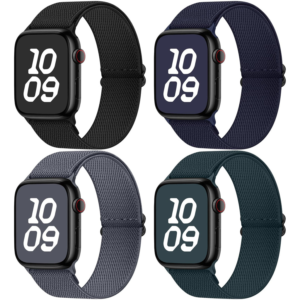 Apple Watch Band | 4 Pack Water-Resistant Nylon Bands | Black/Deep Grey/Dark Green/Midnight Blue Fullmosa watch band