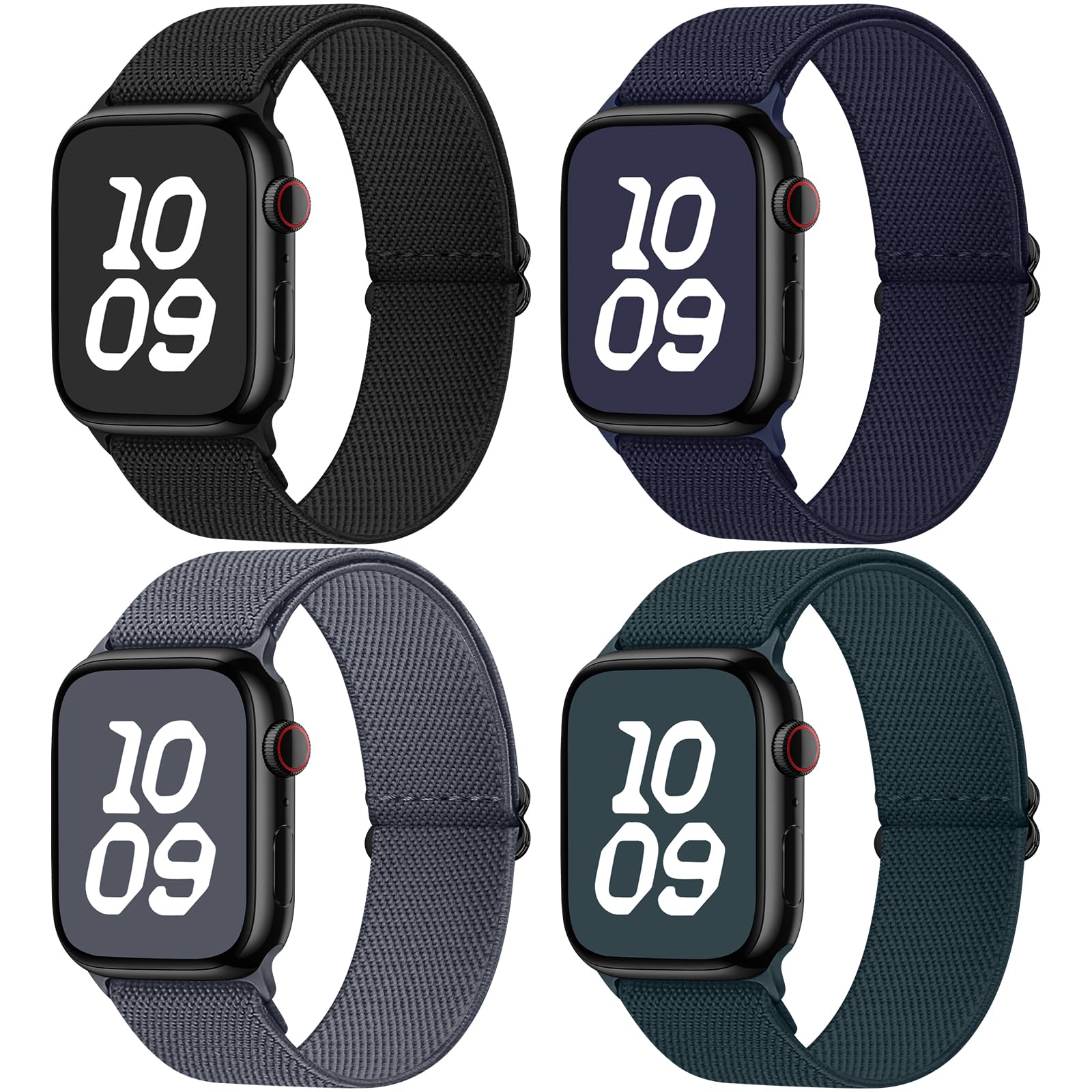 Apple Watch Band | 4 Pack Water-Resistant Nylon Bands | Black/Deep Grey/Dark Green/Midnight Blue Fullmosa watch band