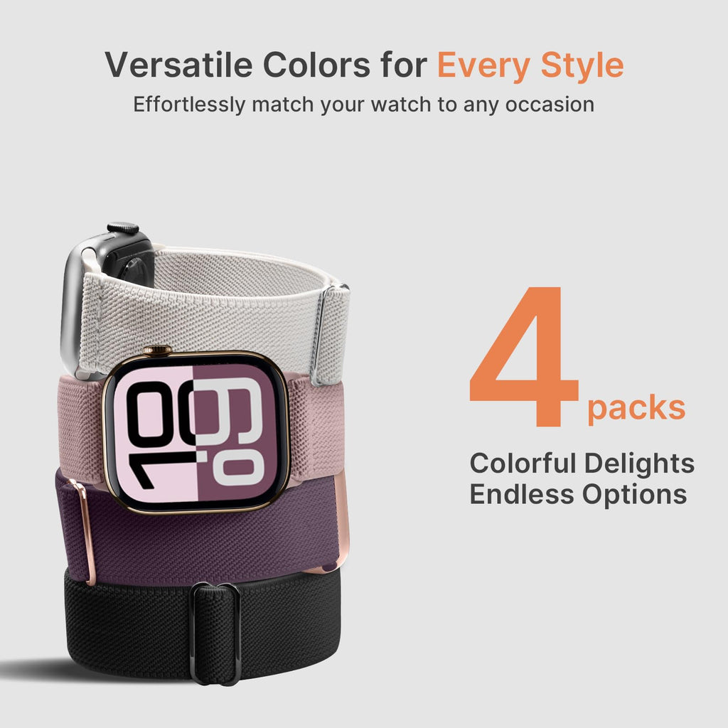 Apple Watch Band | 4 Pack Water-Resistant Nylon Bands | Black/Deep Grey/Dark Green/Midnight Blue Fullmosa watch band