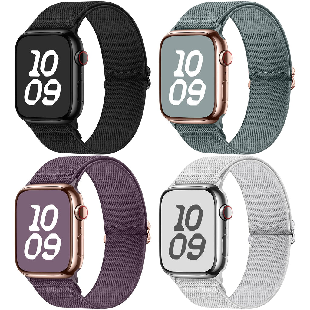 Apple Watch Band | 4 Pack Water-Resistant Nylon Bands | Black/Smoke Purple/StarLight/Green Fullmosa watch band