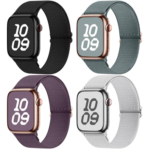 Apple Watch Band | 4 Pack Water-Resistant Nylon Bands | Black/Smoke Purple/StarLight/Green Fullmosa watch band