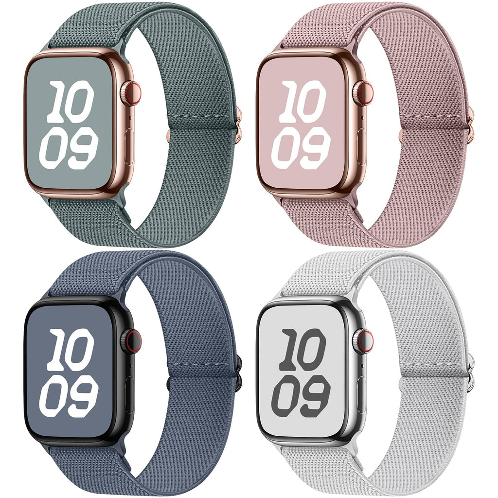 Apple Watch Band | 4 Pack Water-Resistant Nylon Bands | Green/StarLight/Dark Pink/Blue Grey Fullmosa watch band