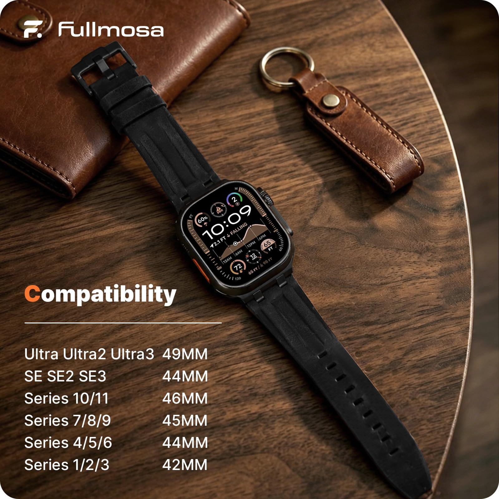 Apple Watch Band | AP Leather Band | Black Fullmosa watch band