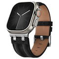Apple Watch Band | AP Leather Band | Black Fullmosa watch band 49mm 46mm 45mm 44mm 42mm(S3/2/1) / Silver