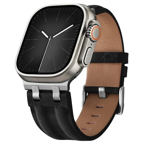 Apple Watch Band | AP Leather Band | Black Fullmosa watch band 49mm 46mm 45mm 44mm 42mm(S3/2/1) / Silver