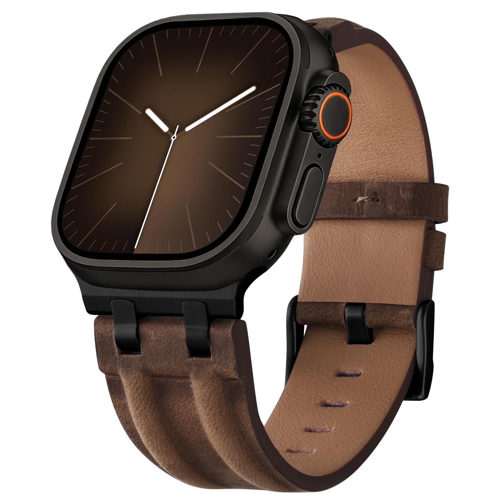 Apple Watch Band | AP Leather Band | Dark Coffee Fullmosa watch band 49mm 46mm 45mm 44mm 42mm(S3/2/1) / Dark Coffee+Black Buckle