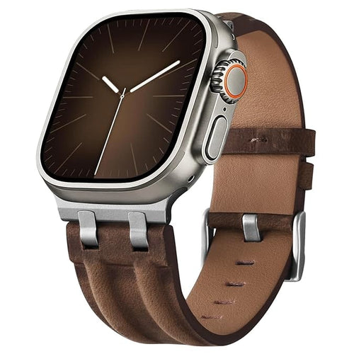 Apple Watch Band | AP Leather Band | Dark Coffee Fullmosa watch band 49mm 46mm 45mm 44mm 42mm(S3/2/1) / Dark Coffee+Silver Buckle
