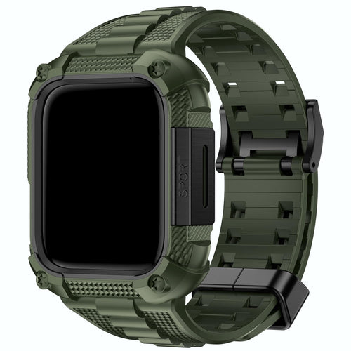 Apple Watch Band | Army Green and Black Silicone | Warrior Fullmosa 44/45mm / Army Green and Black