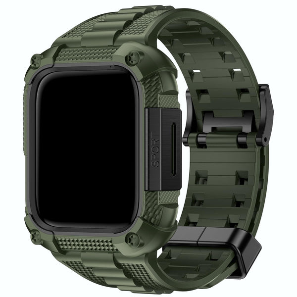 Apple Watch Band | Army Green and Black Silicone | Warrior Fullmosa 44/45mm / Army Green and Black