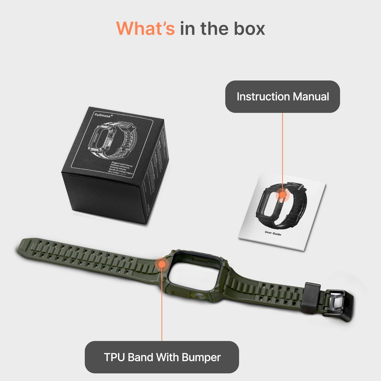 Apple Watch Band | Army Green and Black Silicone | Warrior Fullmosa 44/45mm / Army Green and Black