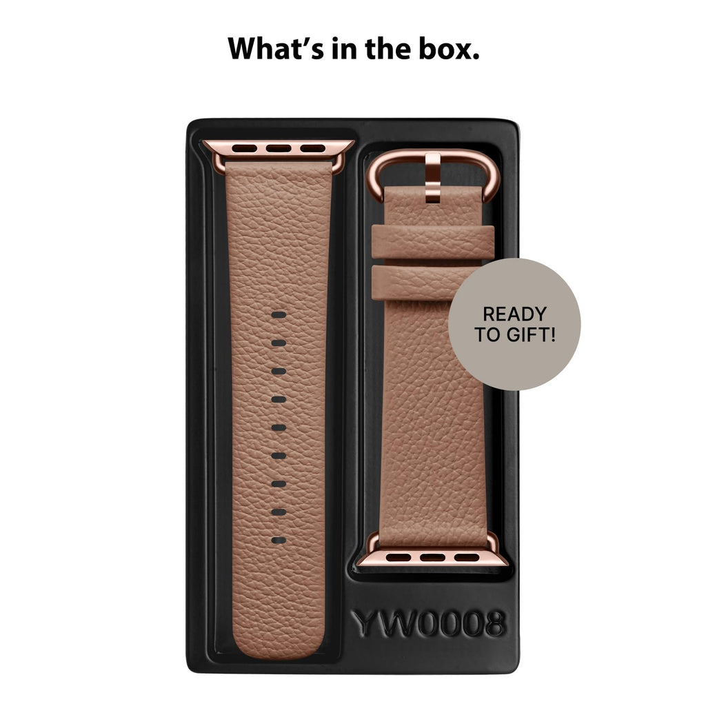 Apple Watch Band | Beige Leather | Litchi Fullmosa watch band