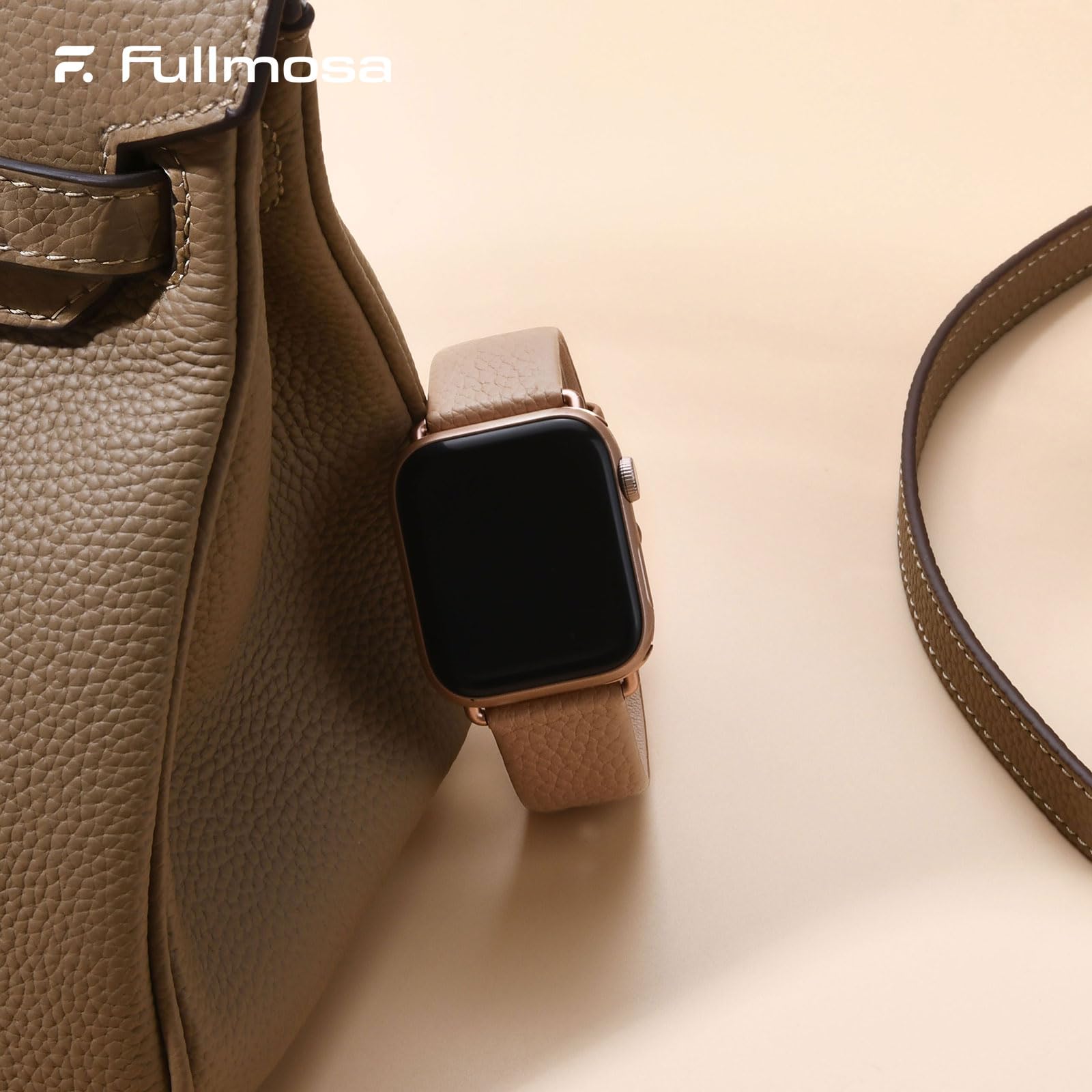Apple Watch Band | Beige Leather | Litchi Fullmosa watch band