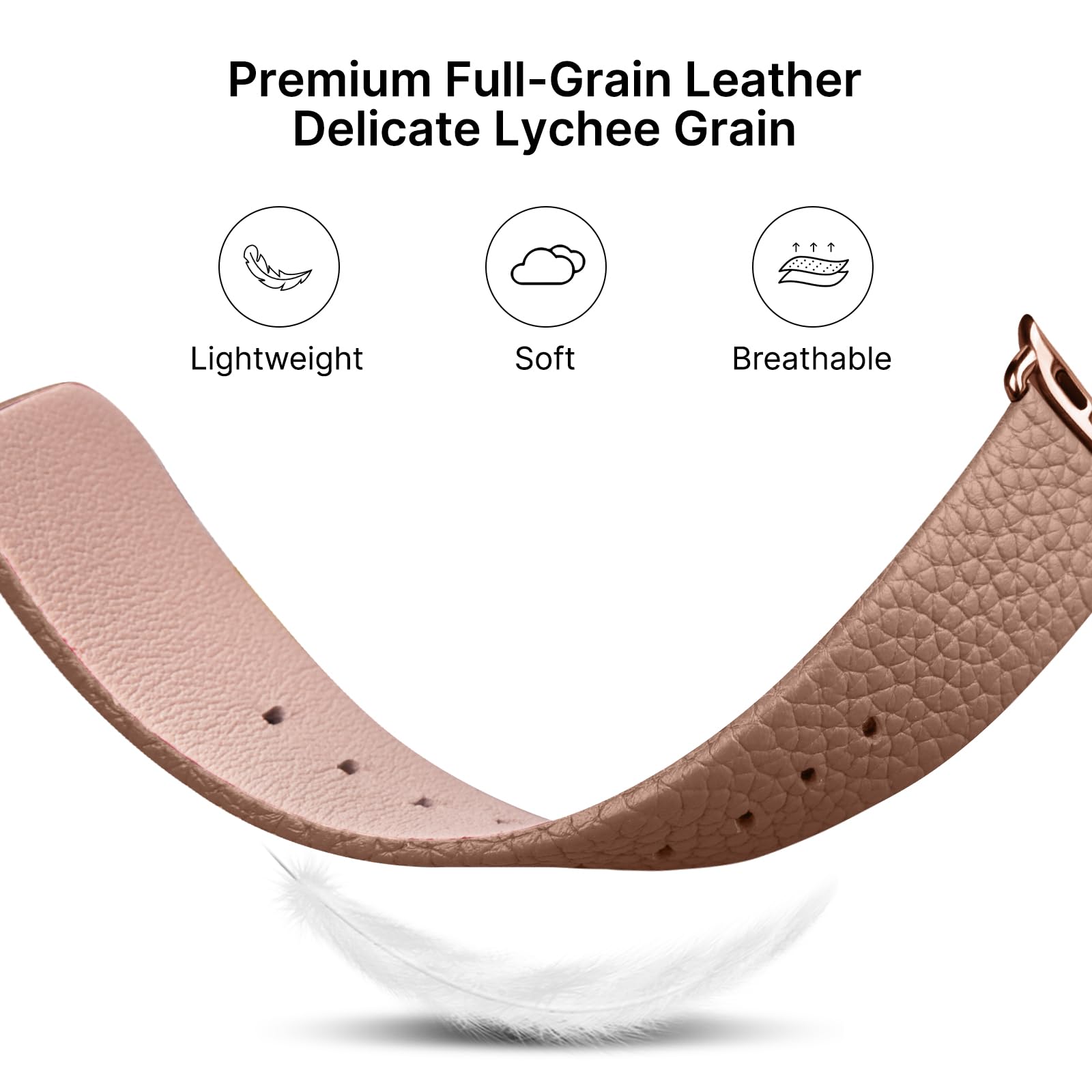 Apple Watch Band | Beige Leather | Litchi Fullmosa watch band