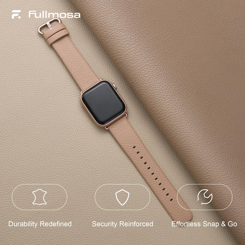 Apple Watch Band | Beige Leather | Litchi Fullmosa watch band