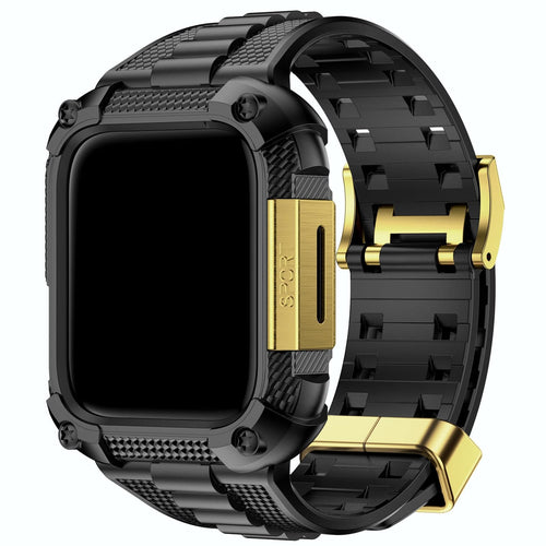 Apple Watch Band | Black and Gold Silicone | Warrior Fullmosa watch band 44/45mm / Black and Gold