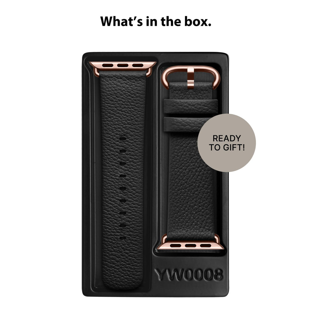 Apple Watch Band | Black Leather | Litchi Fullmosa watch band