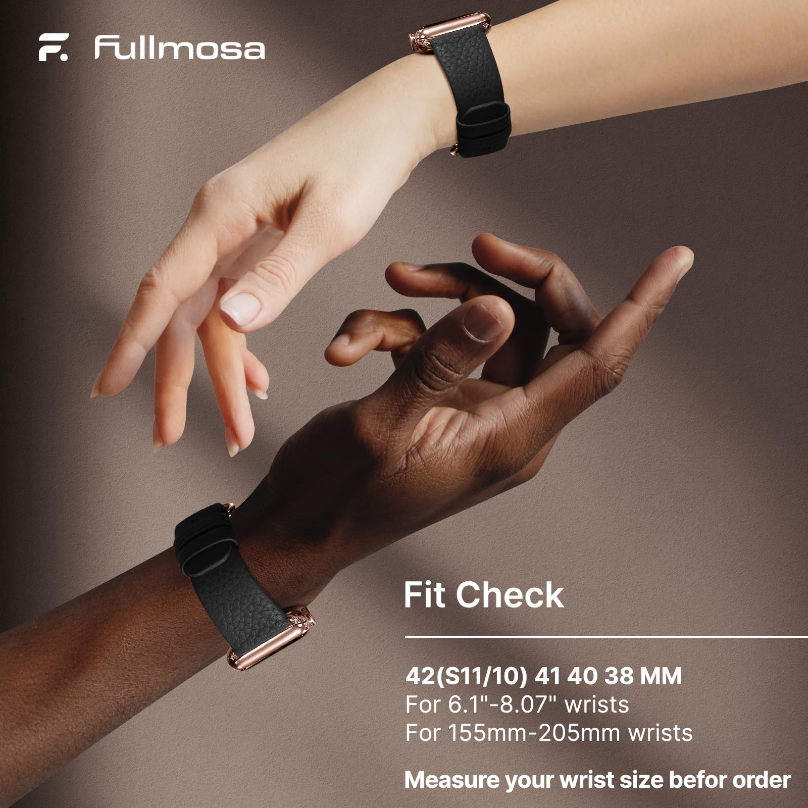 Apple Watch Band | Black Leather | Litchi Fullmosa watch band