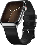 Apple Watch Band | Black Leather | Litchi Fullmosa watch band 42mm(s11/10) 41mm 40mm 38mm / Silver