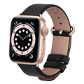 Apple Watch Band | Black Leather | Litchi Fullmosa watch band 49mm 46mm 45mm 44mm 42mm(s3/2/1) / Rose gold