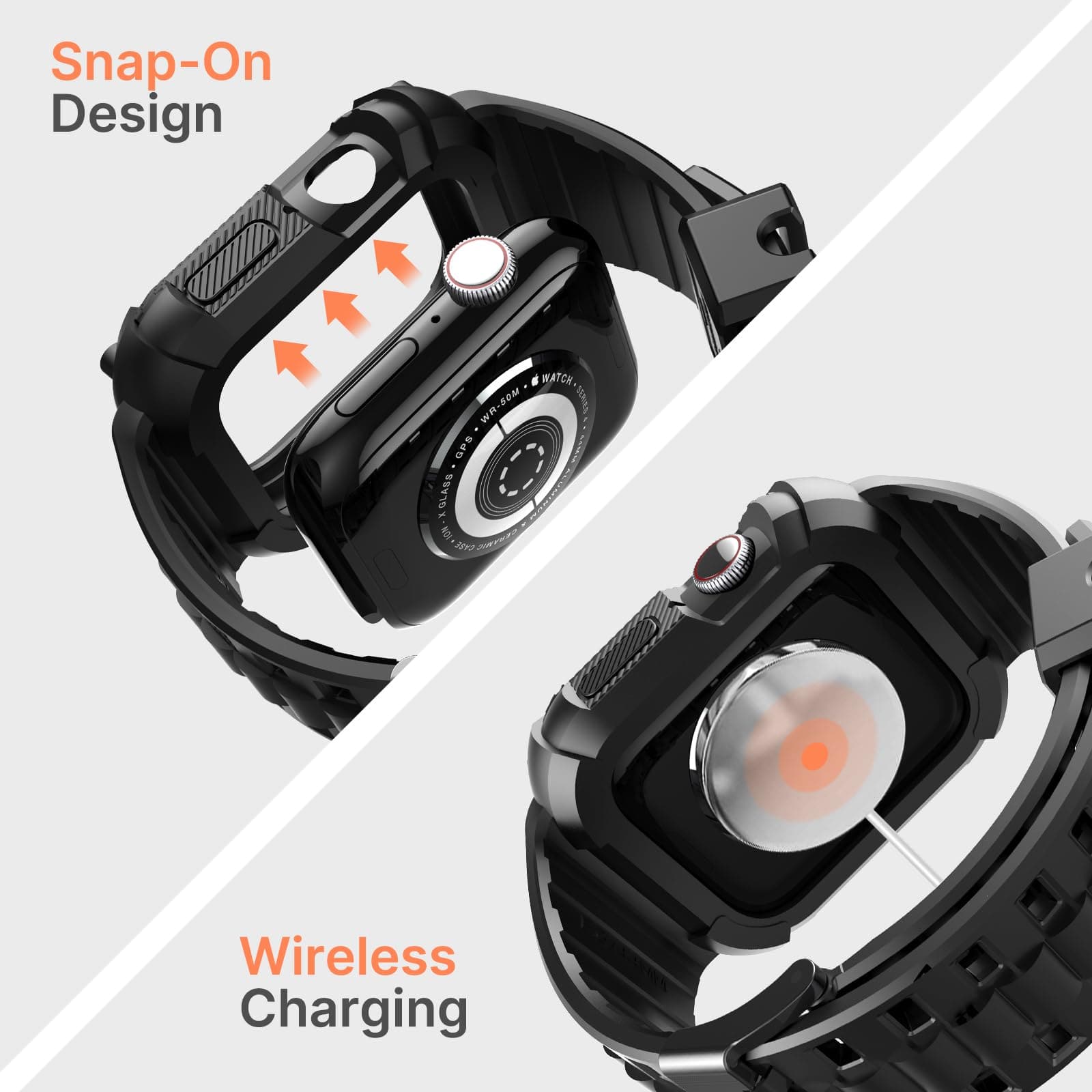 Apple Watch Band | Black Silicone | Warrior Fullmosa watch band