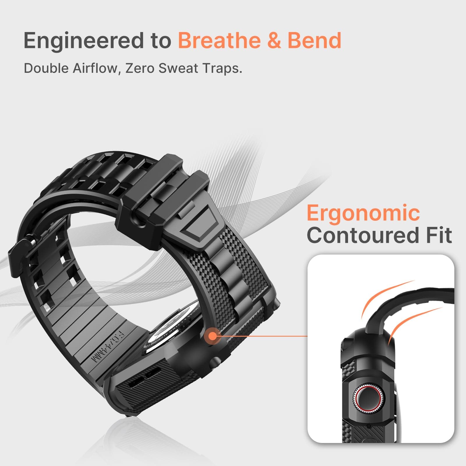 Apple Watch Band | Black Silicone | Warrior Fullmosa watch band