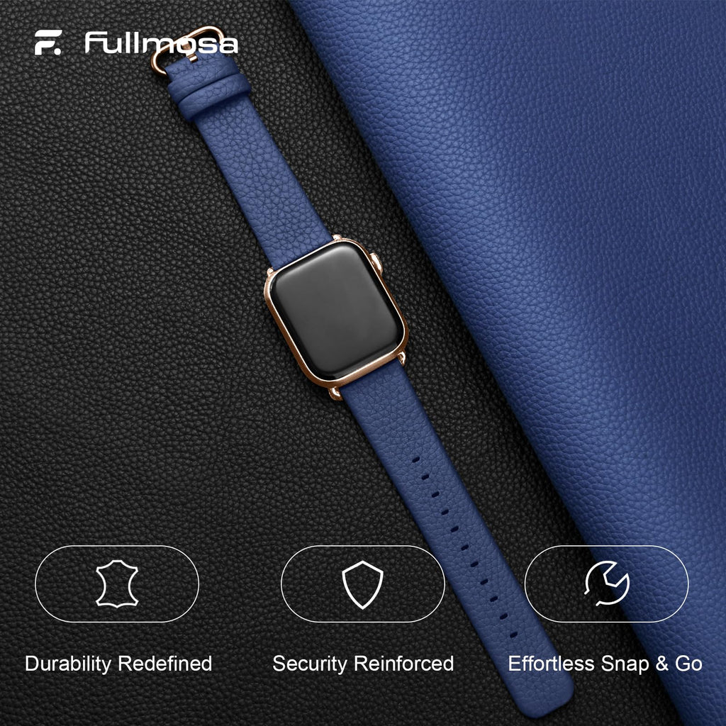 Apple Watch Band | Blue Leather | Litchi Fullmosa watch band