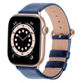 Apple Watch Band | Blue Leather | Litchi Fullmosa watch band 49mm 46mm 45mm 44mm 42mm(s3/2/1) / Rose gold